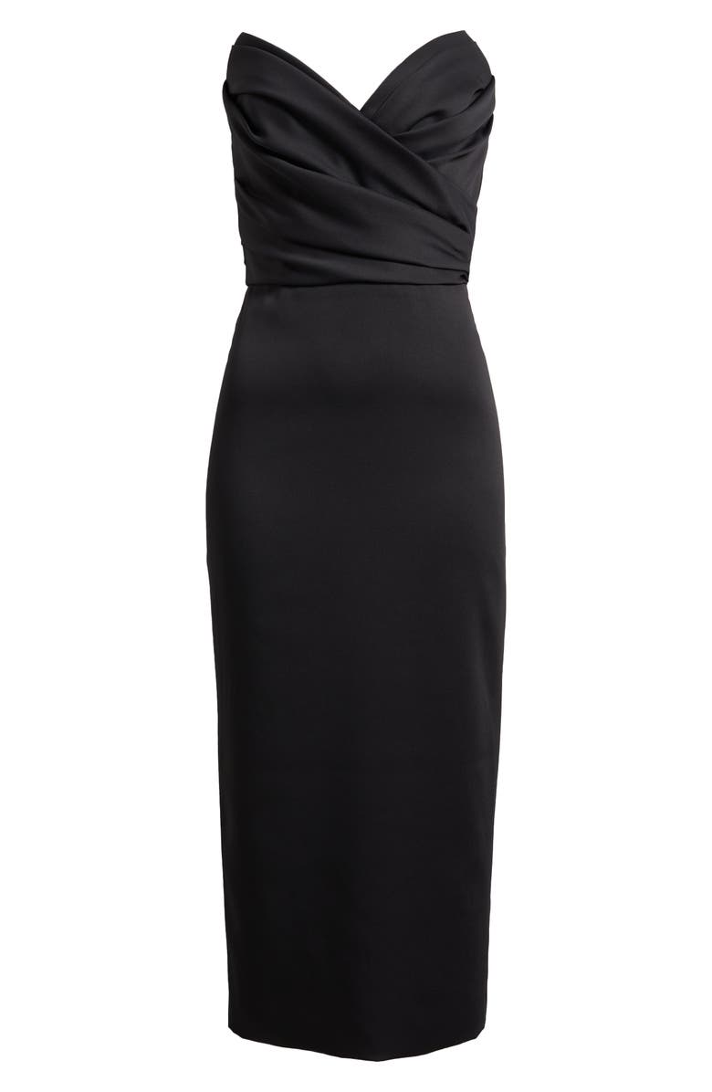 Amsale Strapless Crepe Dress, Alternate, color, Black