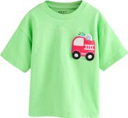 NEXT Kids' Firetruck Appliqué Cotton Graphic T-Shirt