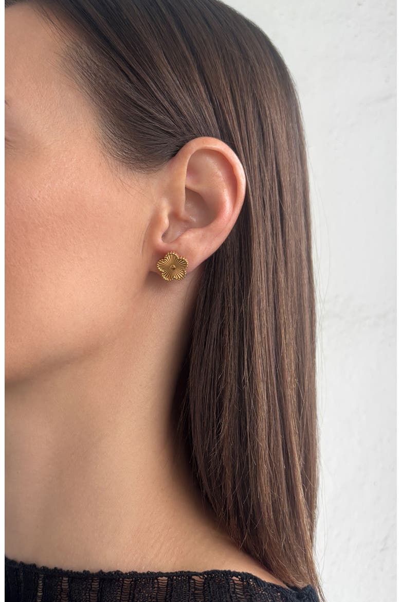 Clover Stud Earrings, Alternate, color, GOLD