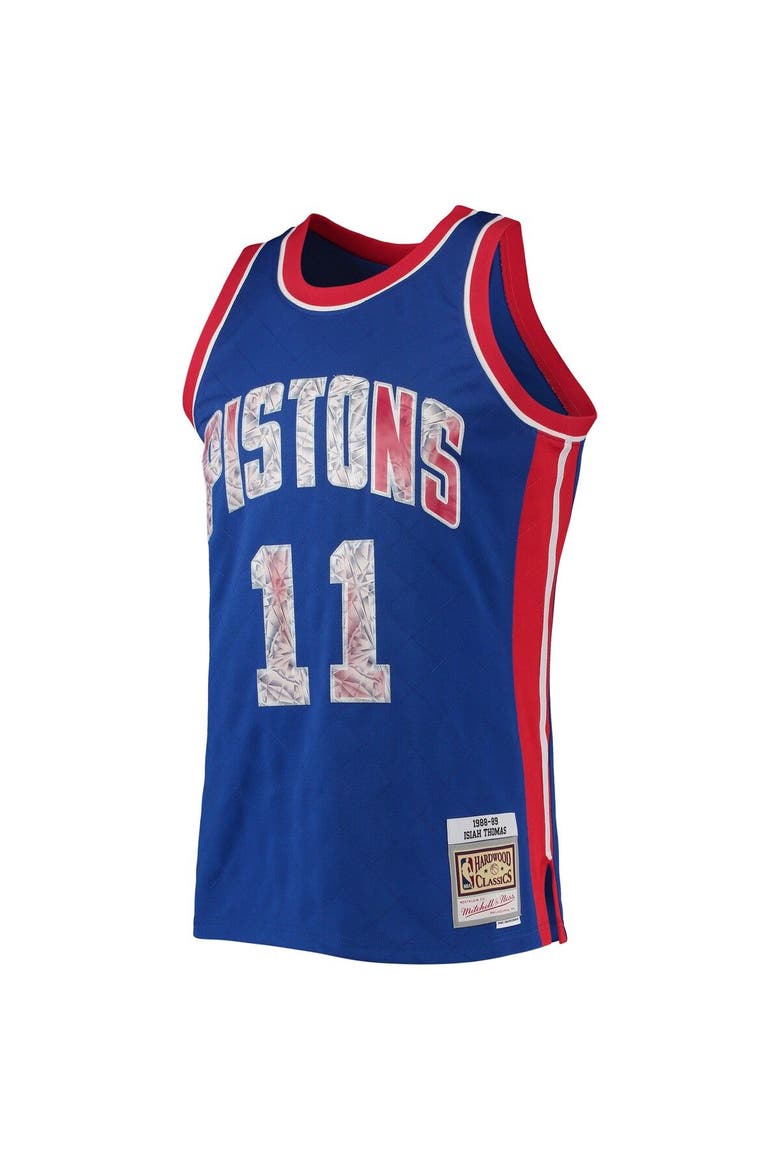 Men's Mitchell & Ness Isiah Thomas Blue Detroit Pistons 1988/89 Hardwood Classics NBA 75th Anniversary Diamond Swingman Jersey, Alternate, color, Blue