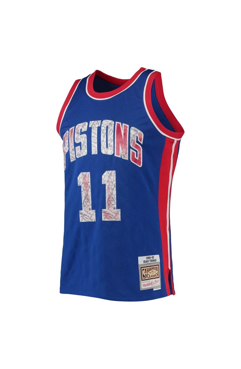 Mitchell & Ness Men's Mitchell & Ness Isiah Thomas Blue Detroit Pistons 1988/89 Hardwood Classics NBA 75th Anniversary Diamond Swingman Jersey, Alternate, color, 