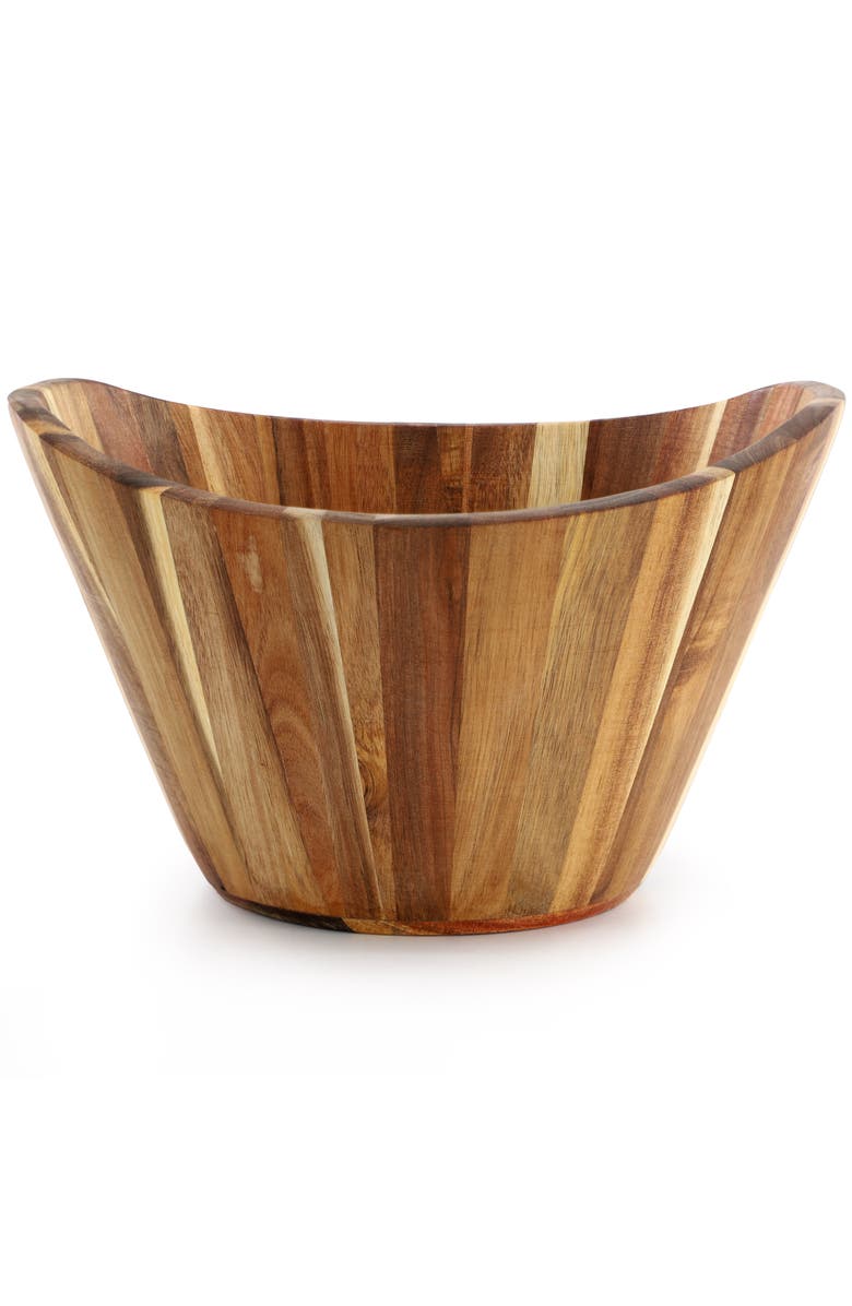 Megachef Large Acacia Wood Salad Bowl with Serving Utensils, Alternate, color, Brown