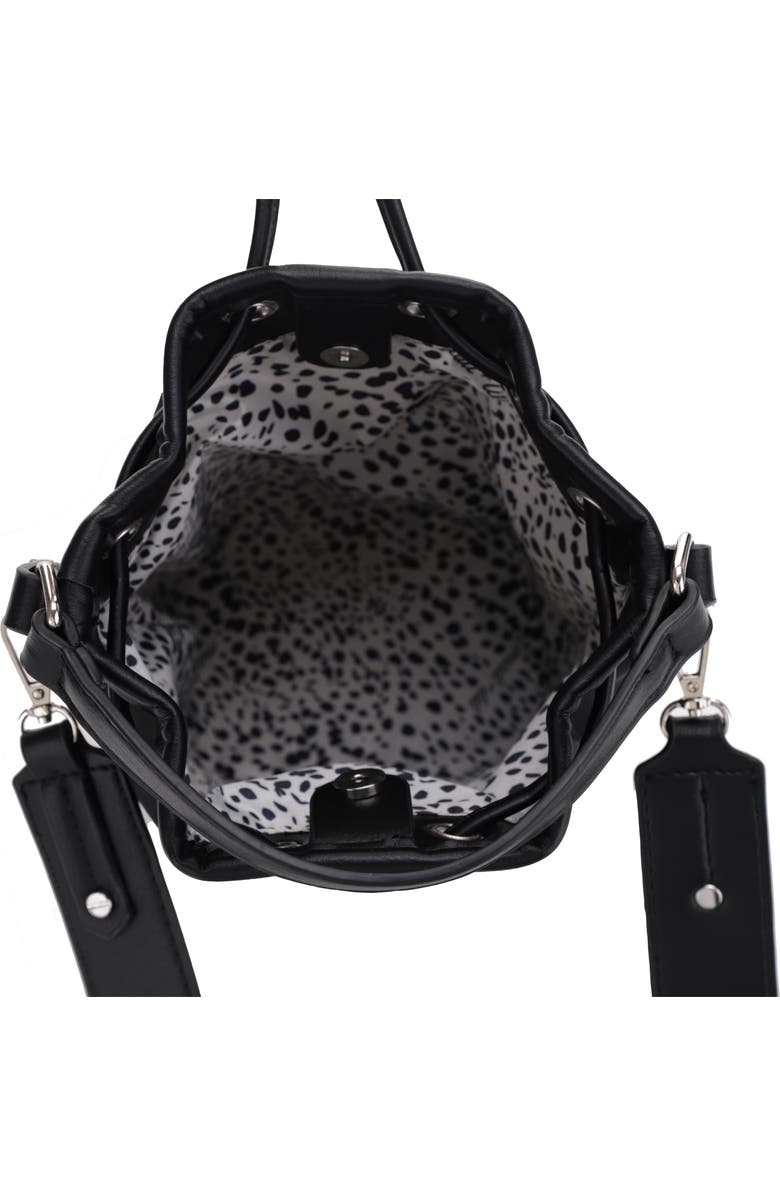 Mali + Lili Ella Nylon & Vegan Leather Bucket Bag, Alternate, color, Black