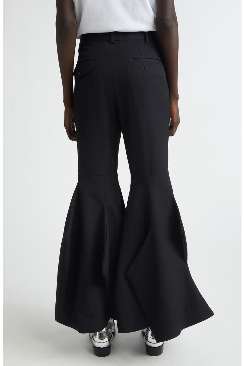 Paneled Wool Gabardine Flare Leg Pants, Alternate, color, BLACK