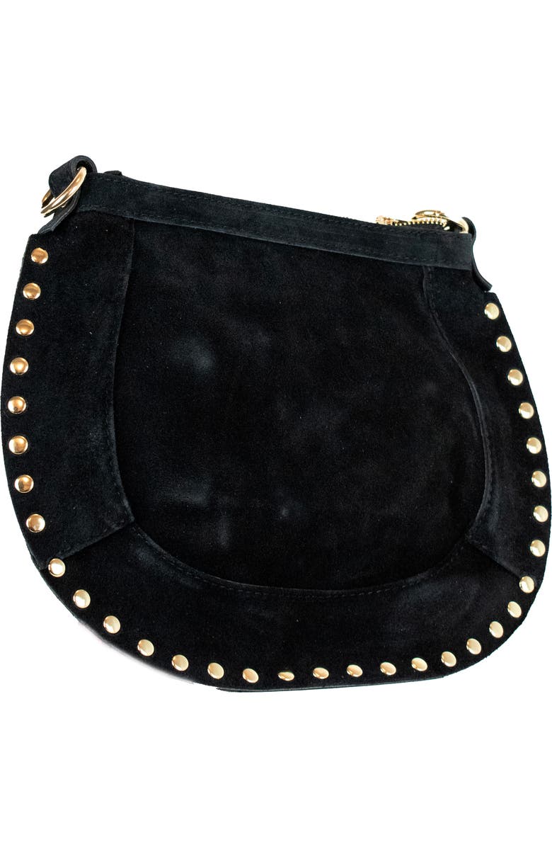 Persaman New York Adele Studded Suede Crossbody Bag, Alternate, color, Black