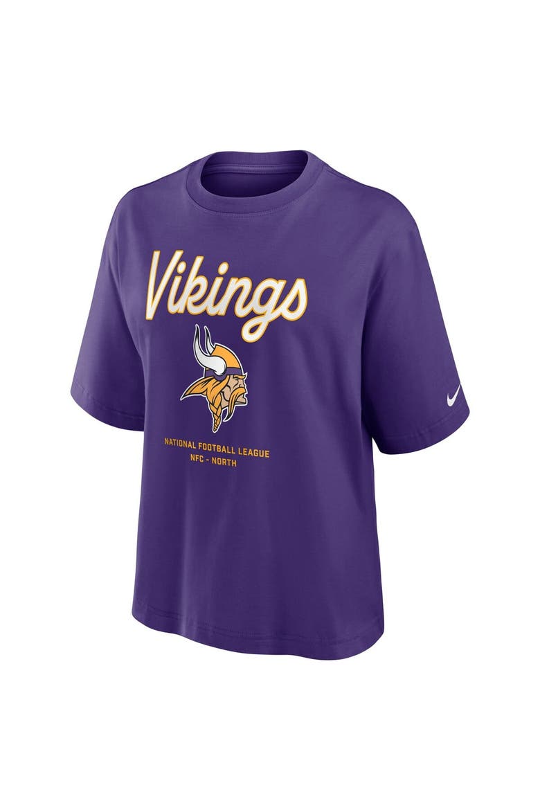 Women's Nike Purple Minnesota Vikings Essential Script Relaxed Boxy T-Shirt, Alternate, color, Purple