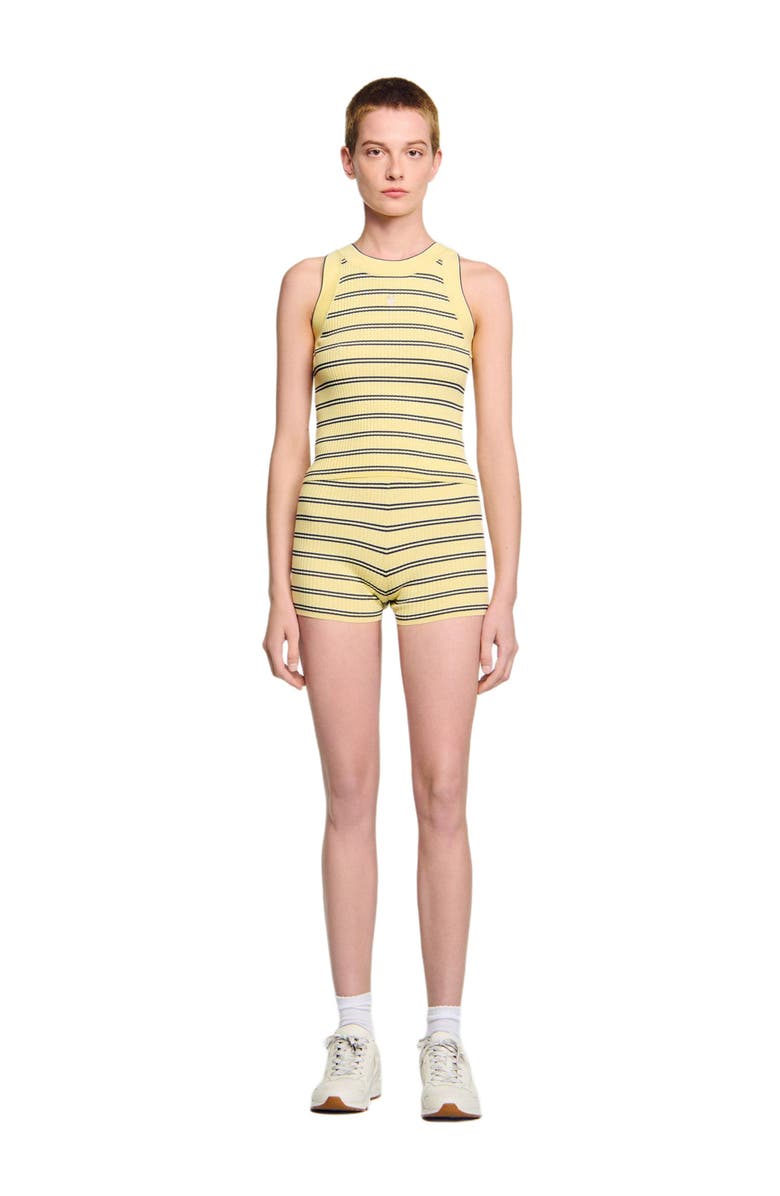 SANDRO Striped knit vest top, Main, color, Light Yellow