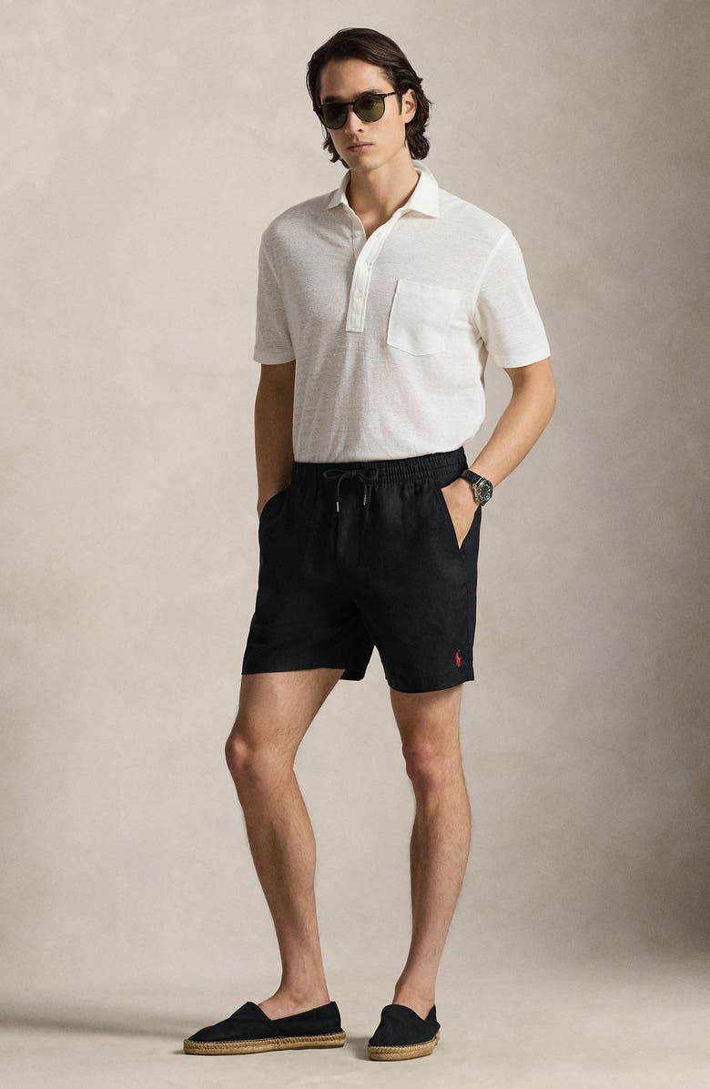 Polo Ralph Lauren Polo Prepster 6-Inch Drawstring Linen Shorts, Alternate, color, Polo Black