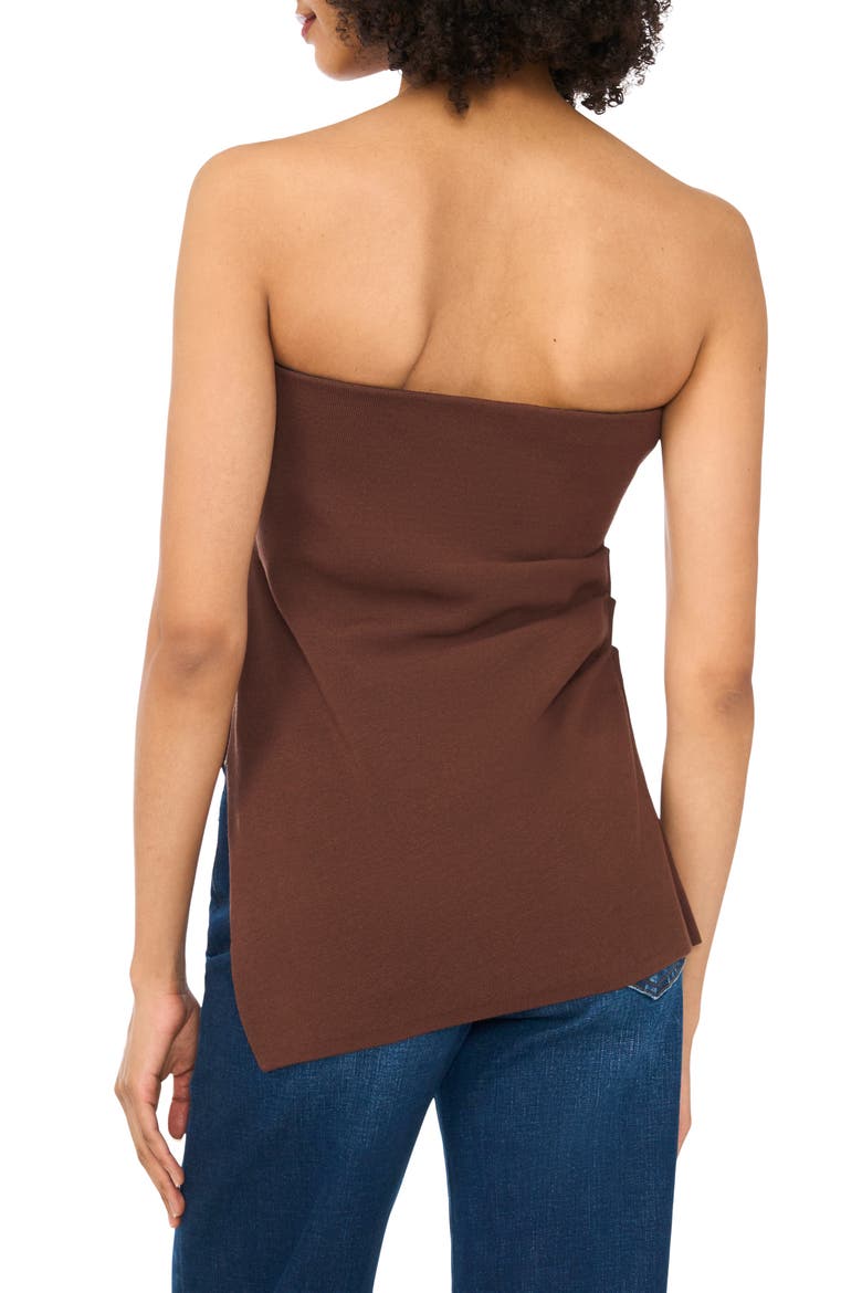 Strapless Asymmetric Knit Top, Alternate, color, DEEP MOCHA