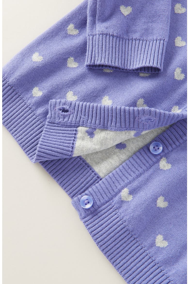 Kids' Heart Jacquard Cotton Cardigan, Alternate, color, PURPLE- GREY SWEET HEARTS