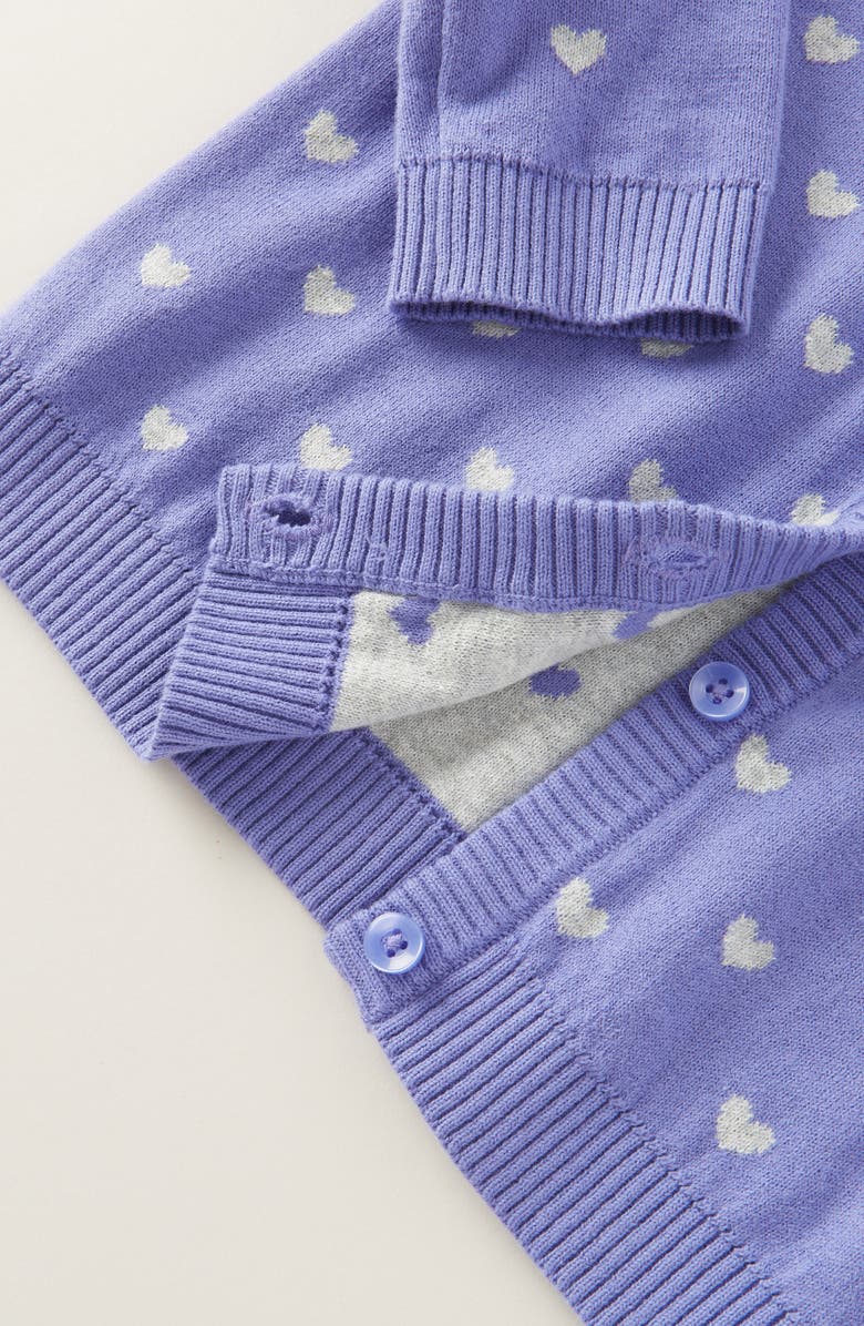 Nordstrom Kids' Heart Jacquard Cotton Cardigan, Alternate, color, Purple- Grey Sweet Hearts