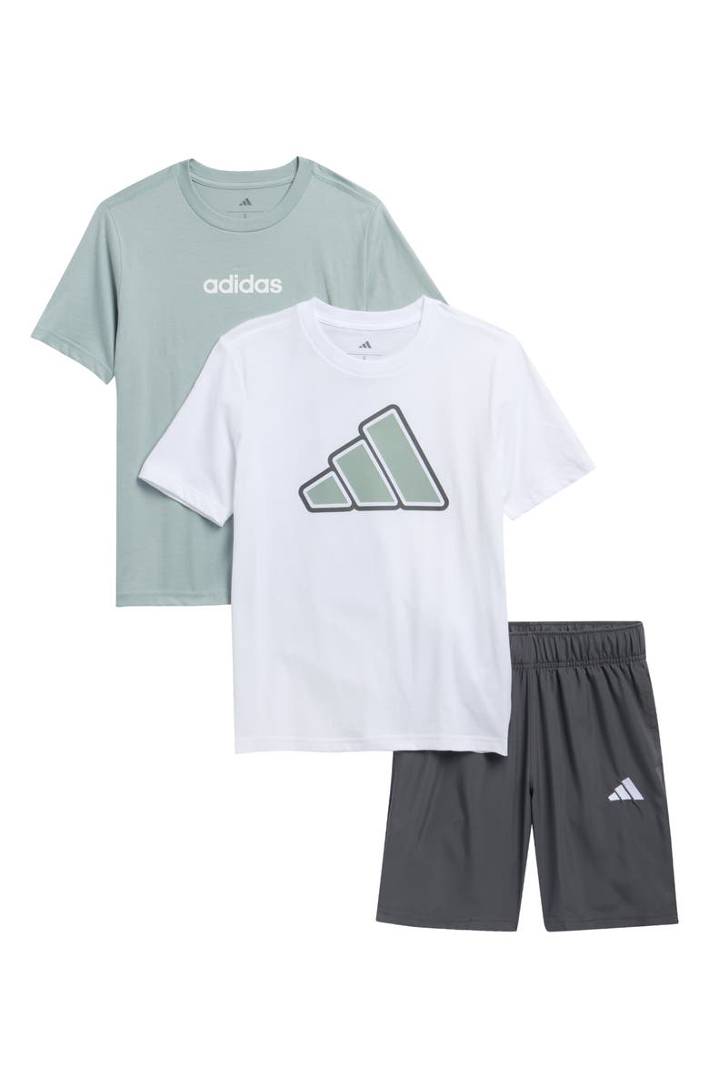 adidas Kids' Graphic T-Shirt & Shorts Set, Main, color, White W/ Green