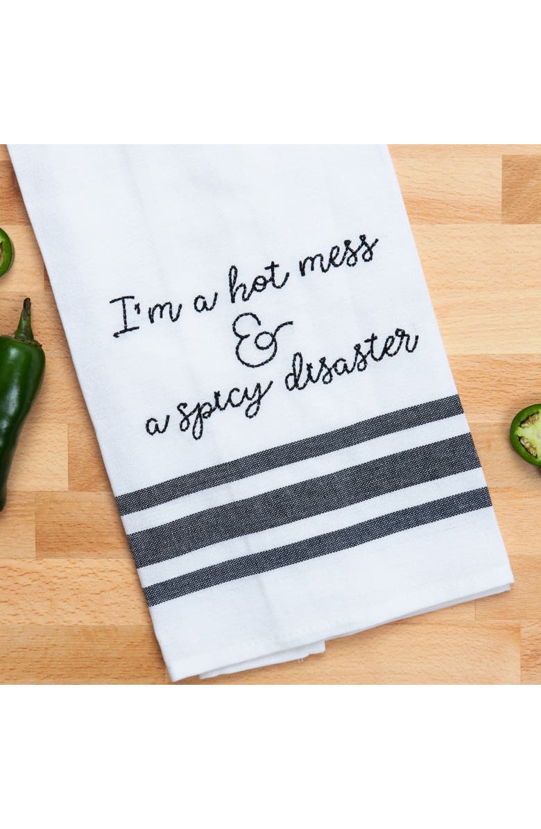 Totalee Gift Hot Mess & A Spicy Disaster Tea Towel Cotton White, Alternate, color, White