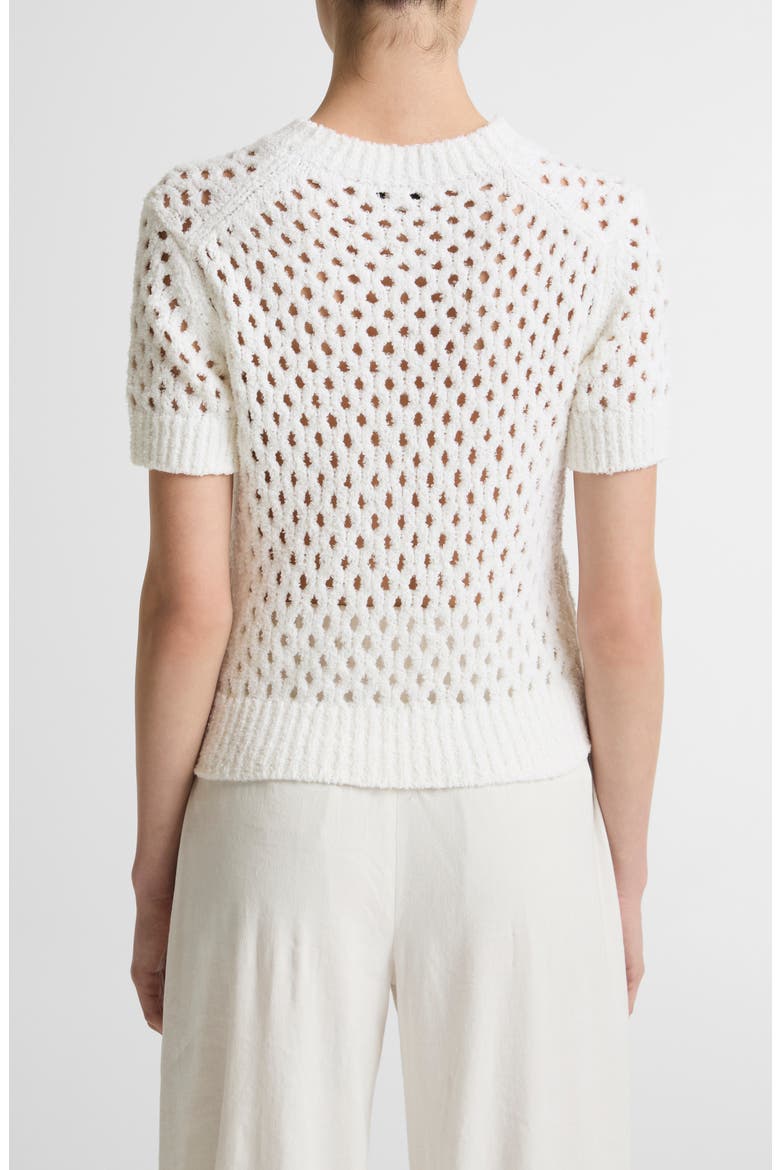 Boxy Honeycomb Knit Short Sleeve Sweater, Alternate, color, OPTIC WHITE