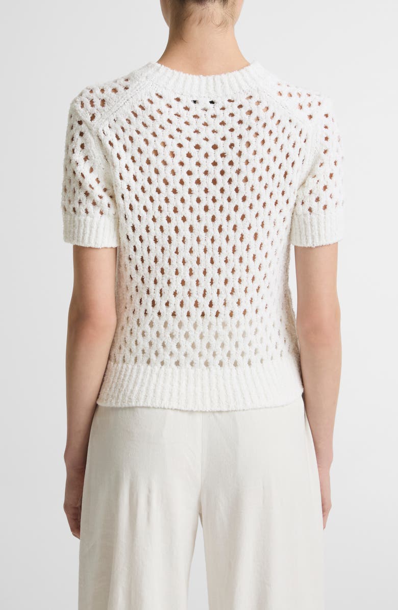 Vince Boxy Honeycomb Knit Short Sleeve Sweater, Alternate, color, Optic White