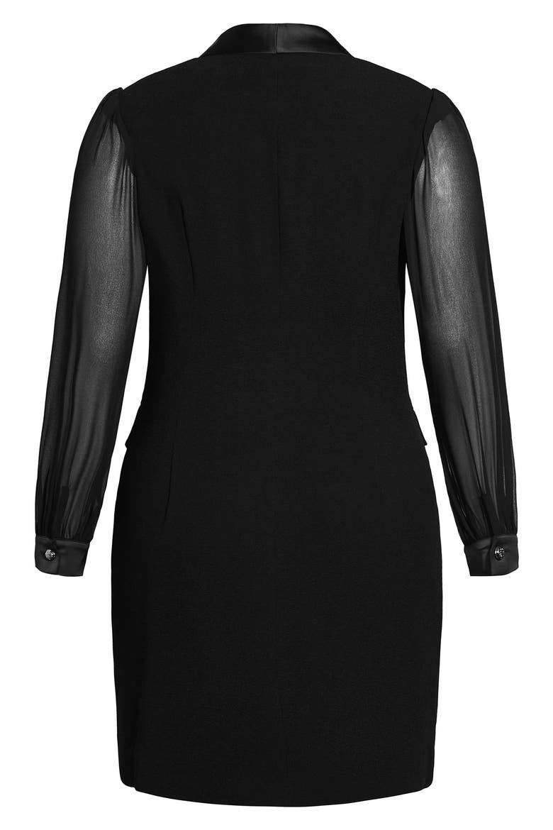 Tuxe Seduction Long Sleeve Dress, Alternate, color, BLACK