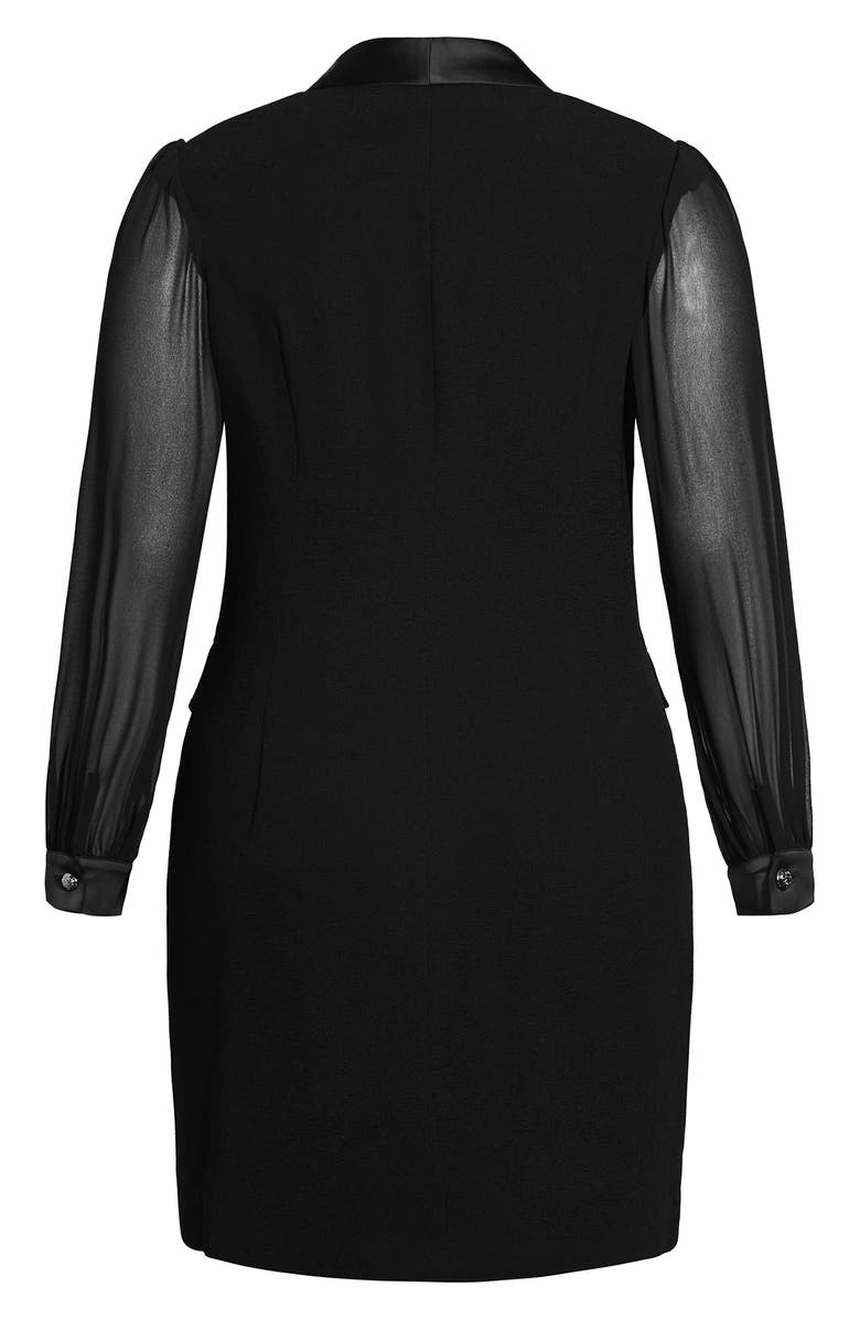 City Chic Tuxe Seduction Long Sleeve Dress, Alternate, color, Black