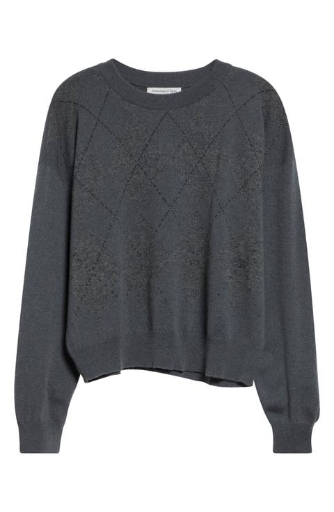 Clan Argyle Slouchy Cashmere Crewneck Sweater