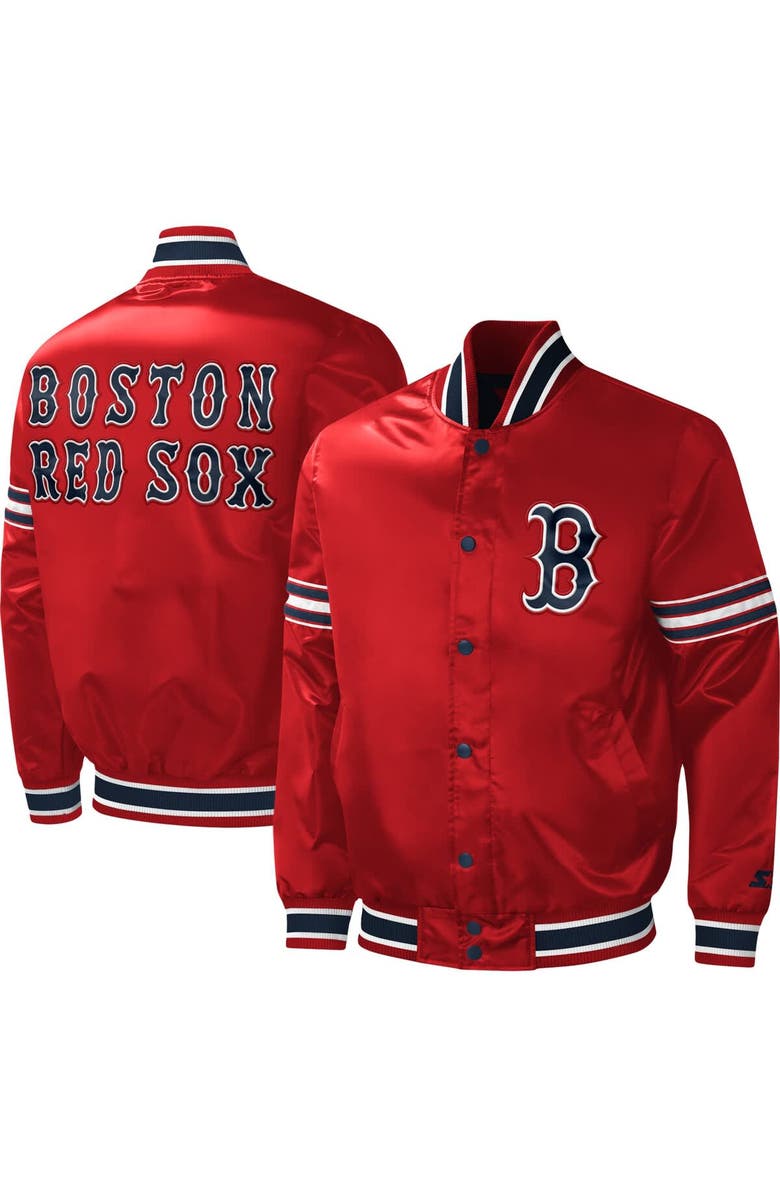 STARTER Men's Starter Red Boston Red Sox Midfield Satin Full-Snap Varsity Jacket, Alternate, color, Red