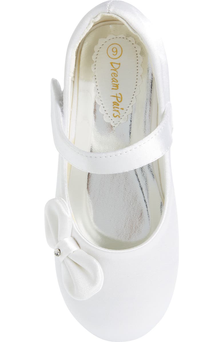 DREAM PAIRS Kids' Angel Crystal Bow Mary Jane, Alternate, color, White/ Satin