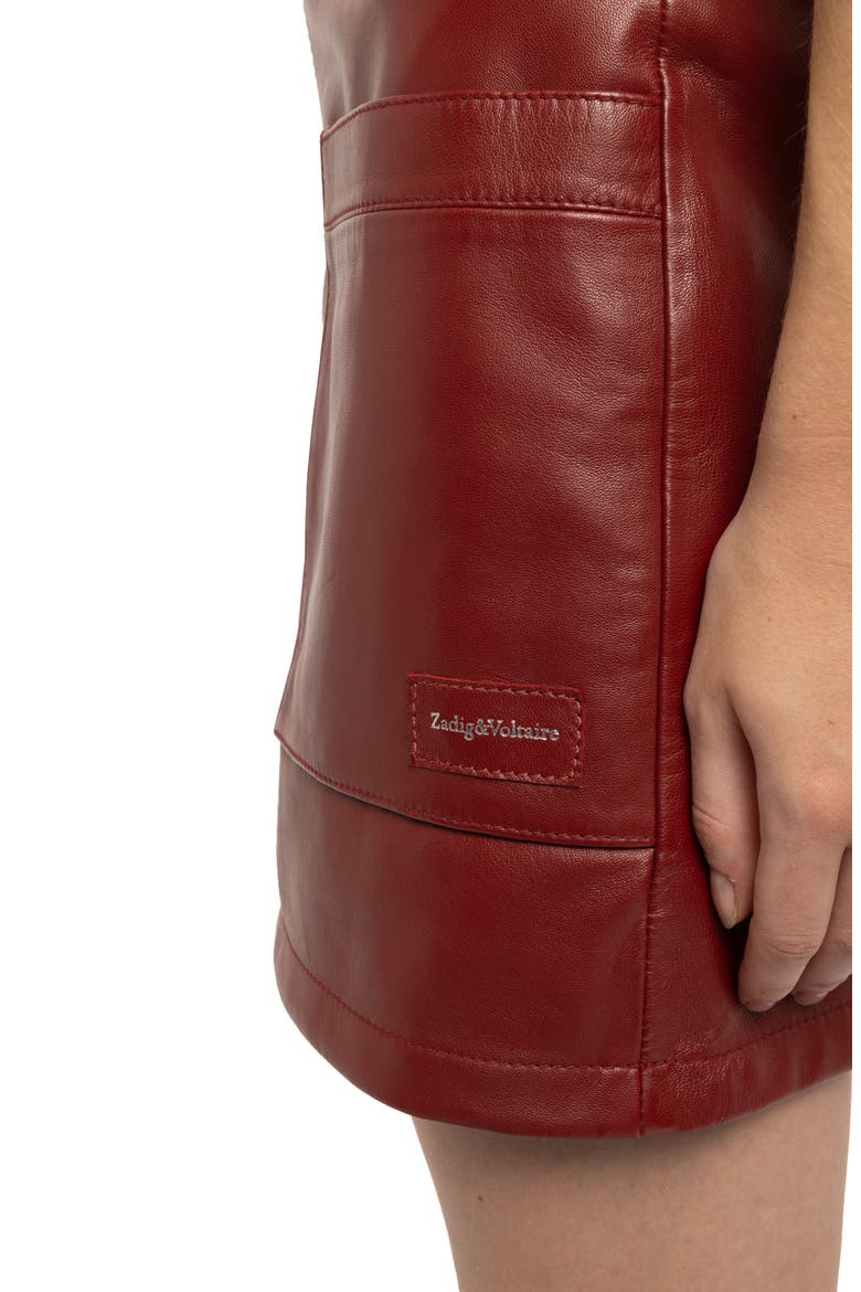 Jaime Leather Miniskirt, Alternate, color, CHERRY