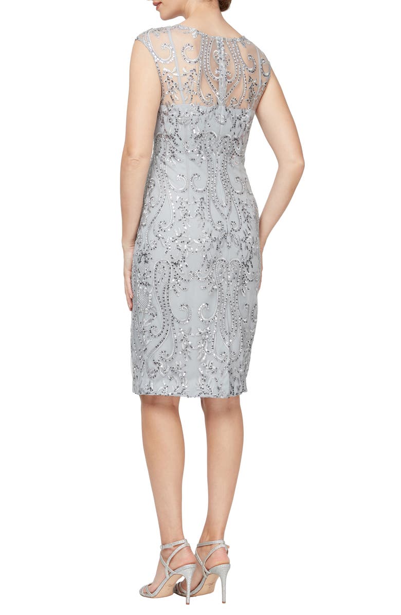 Alex Evenings Embroidered Sequin Sheath Dress, Alternate, color, 