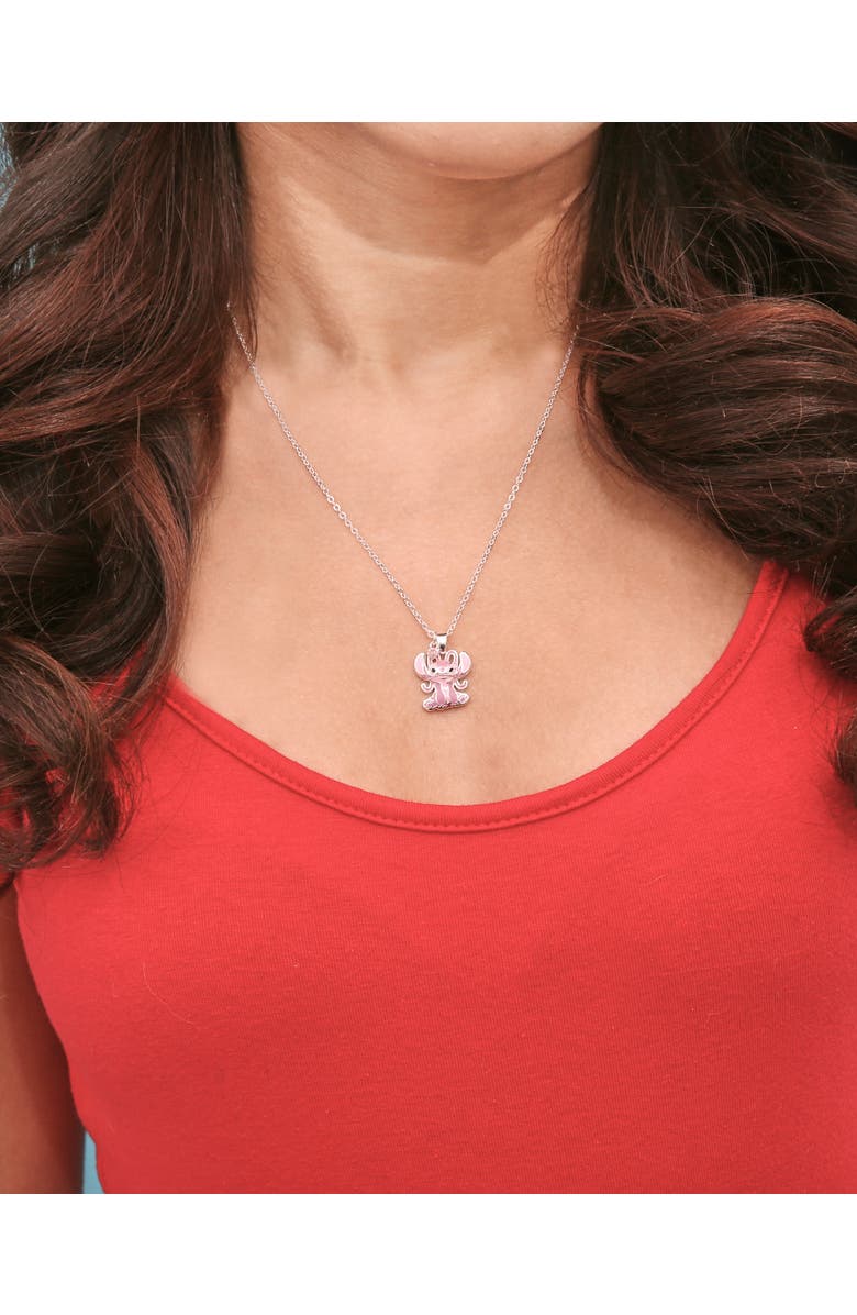 Disney Lilo & Stitch Women's Angel Necklace, 16+2, Alternate, color, Light Pink