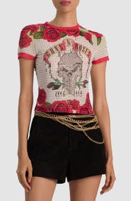 ALICE + OLIVIA Tess Crystal Embellished Graphic T-Shirt