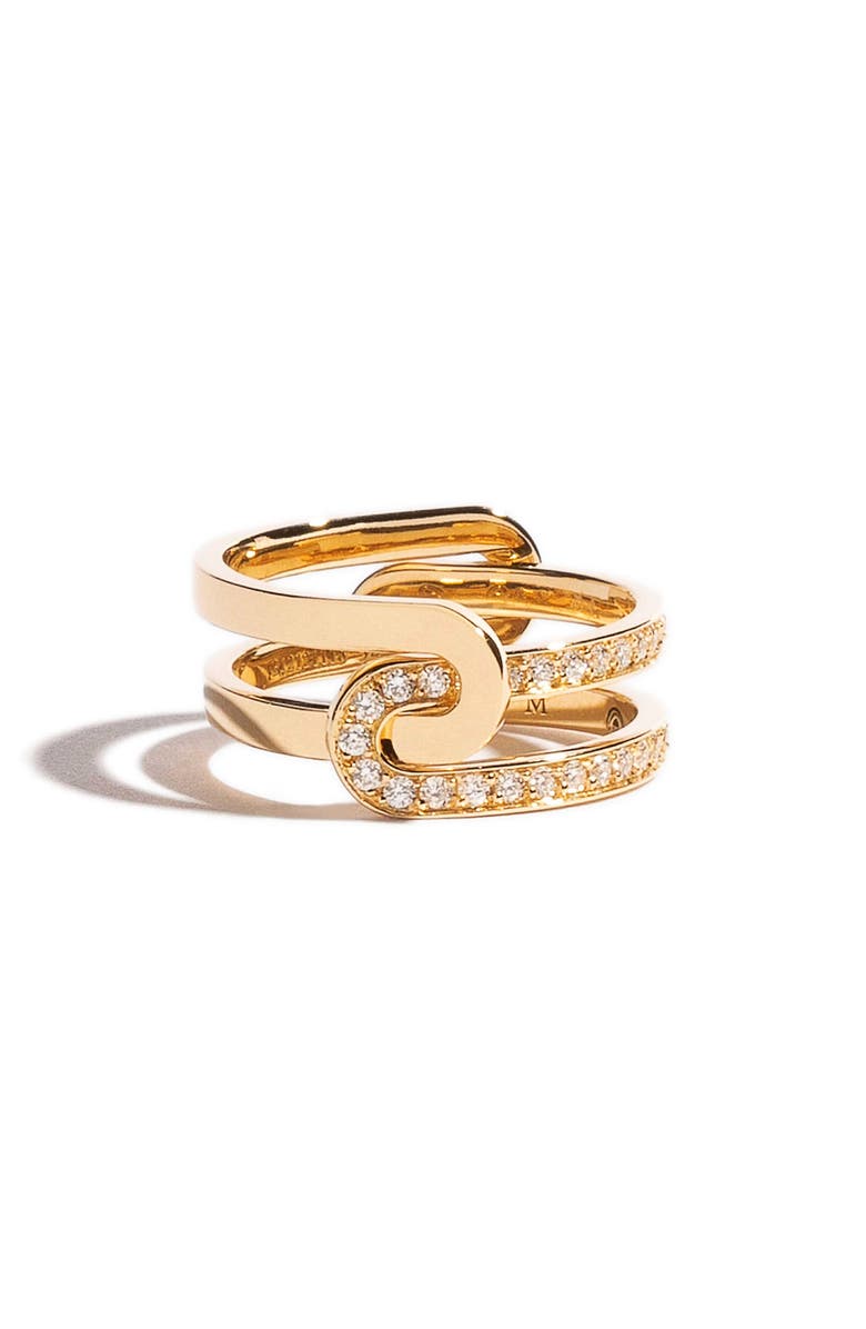 JEM Paris Étreintes Simple Bright Polish & Semi Paved Ring, Main, color, 