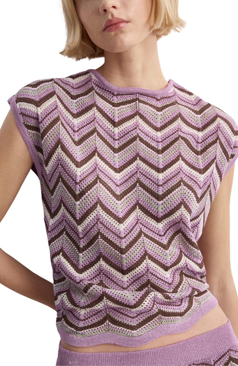 MANGO Open Stitch Zigzag Sweater, Main, color, Purple