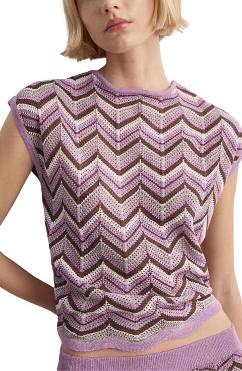 Open Stitch Zigzag Sweater
