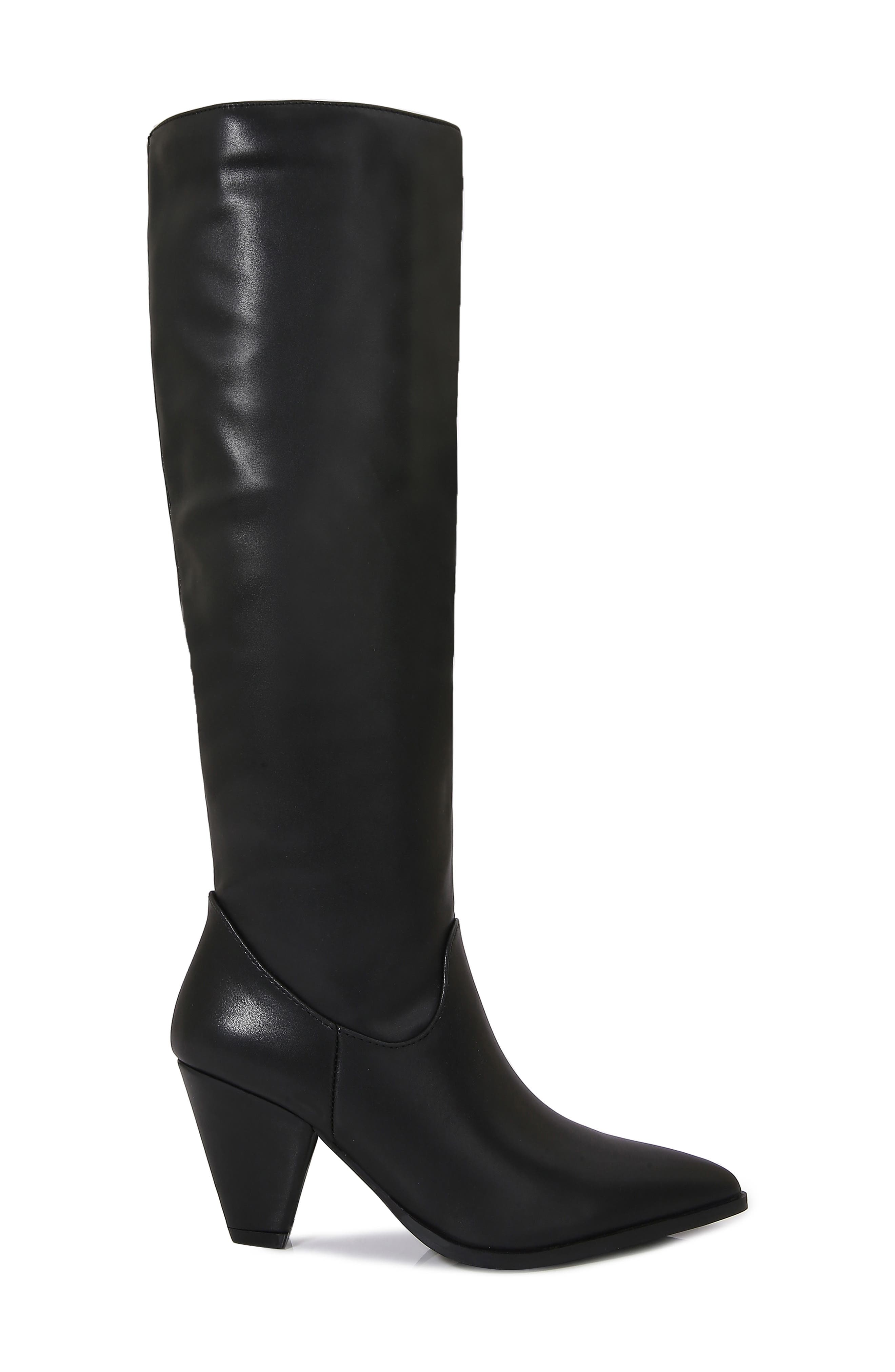 BERNESS Cone Heel Knee High Boot, Alternate, color, Black/ Leather
