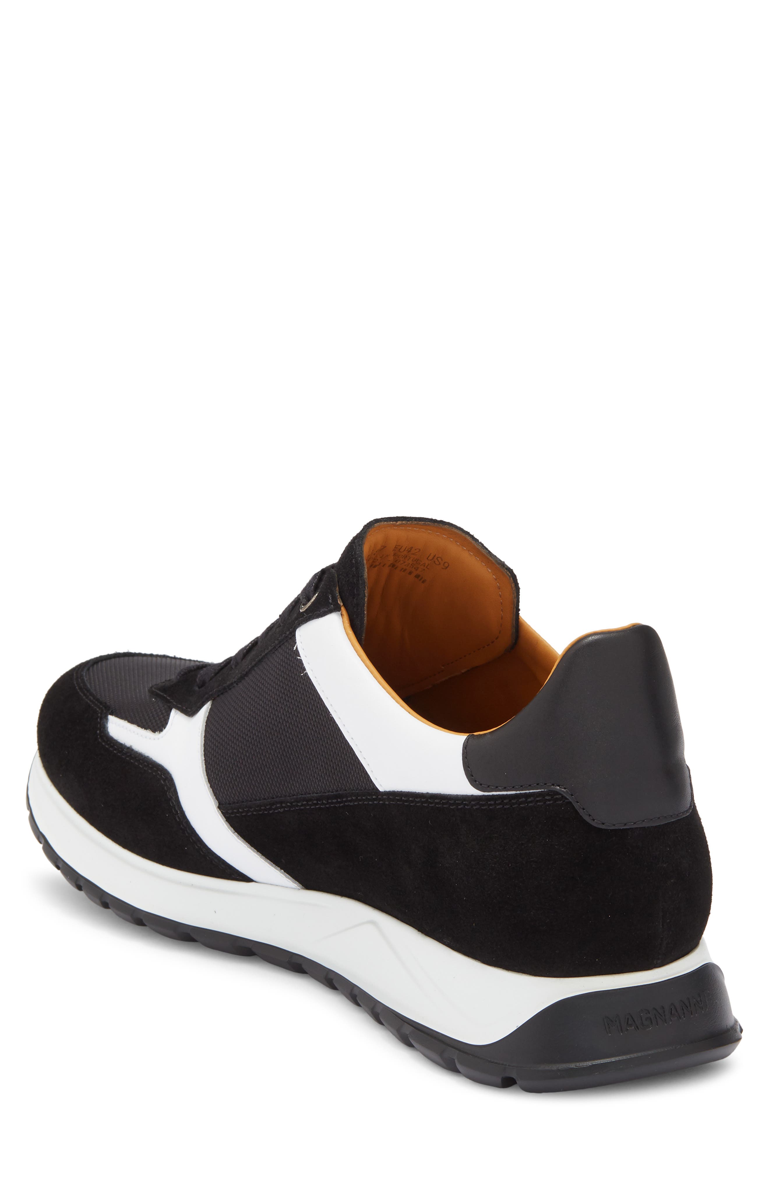 Magnanni Leather Sneaker, Alternate, color, Black / White