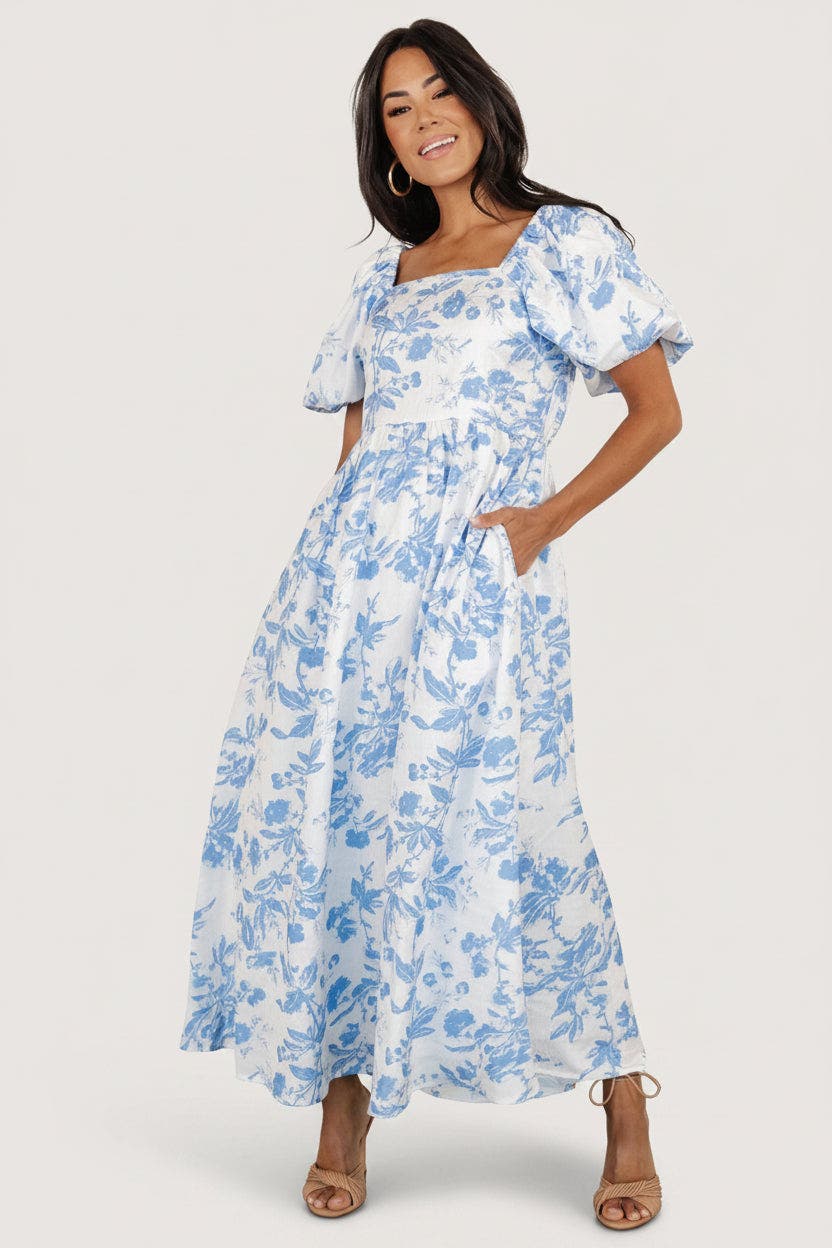 selected White + Blue Floral