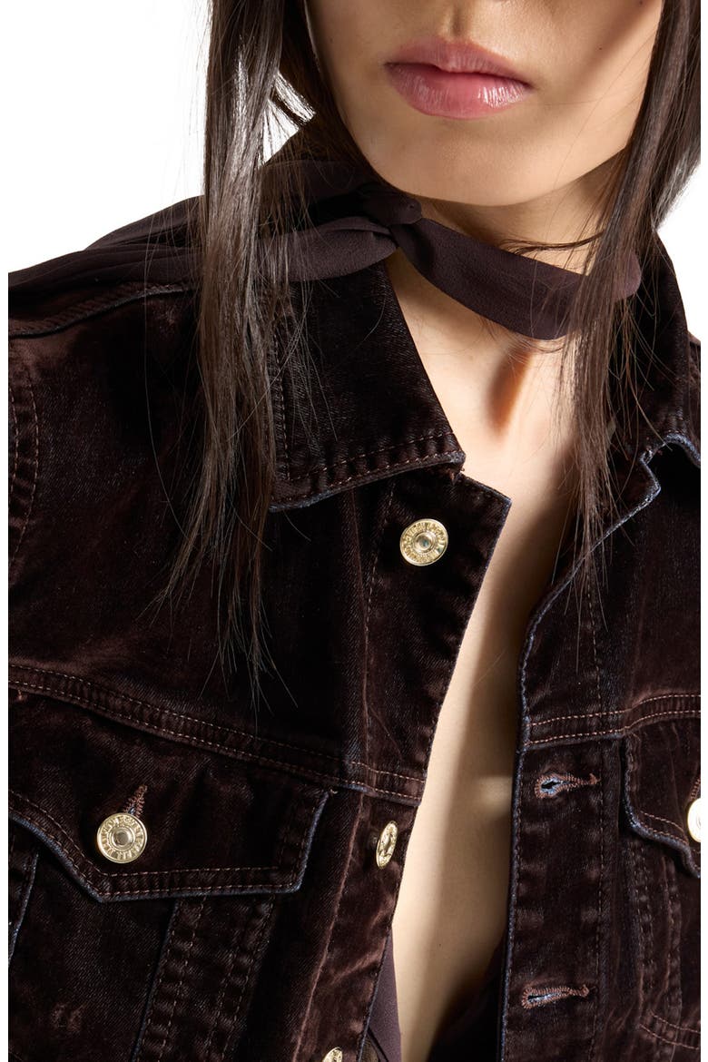 Adi Flocked Trucker Jacket, Alternate, color, FLOCK BROWN