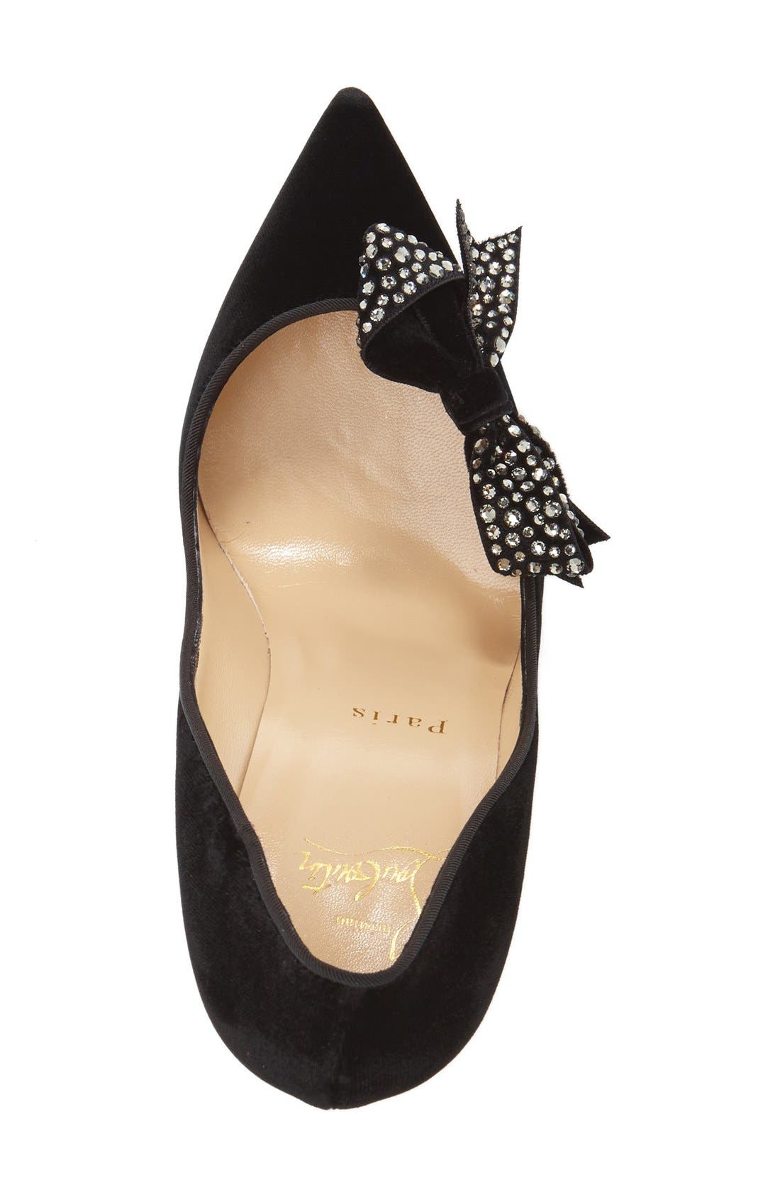 Christian Louboutin 'Madame Menule' Embellished Bow Pointy Toe Pump, Alternate, color, 