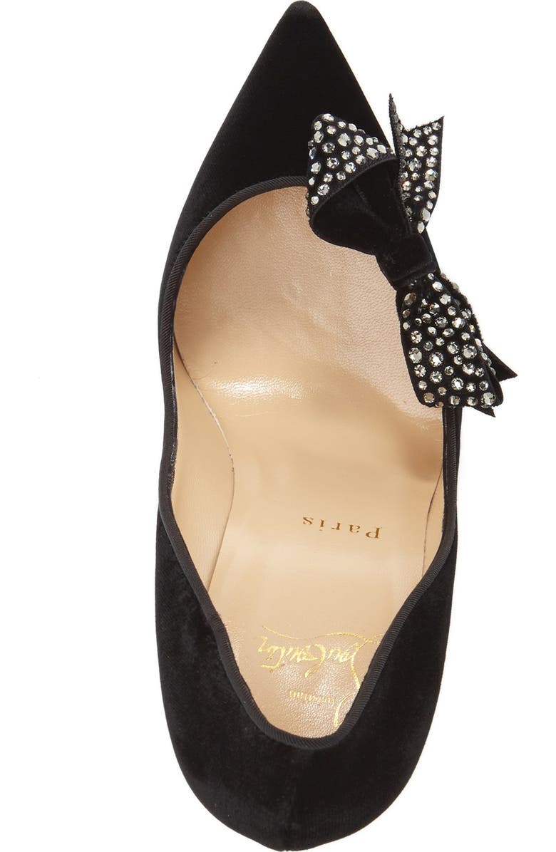 Christian Louboutin 'Madame Menule' Embellished Bow Pointy Toe Pump, Alternate, color,