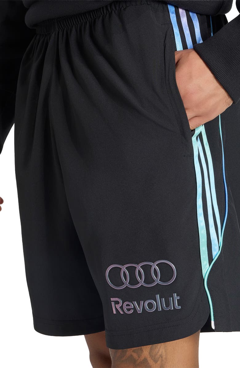 adidas Audi Revolut F1<sup>®</sup> Team Teamgeist Drawstring Shorts, Alternate, color, Black/ Multicolor