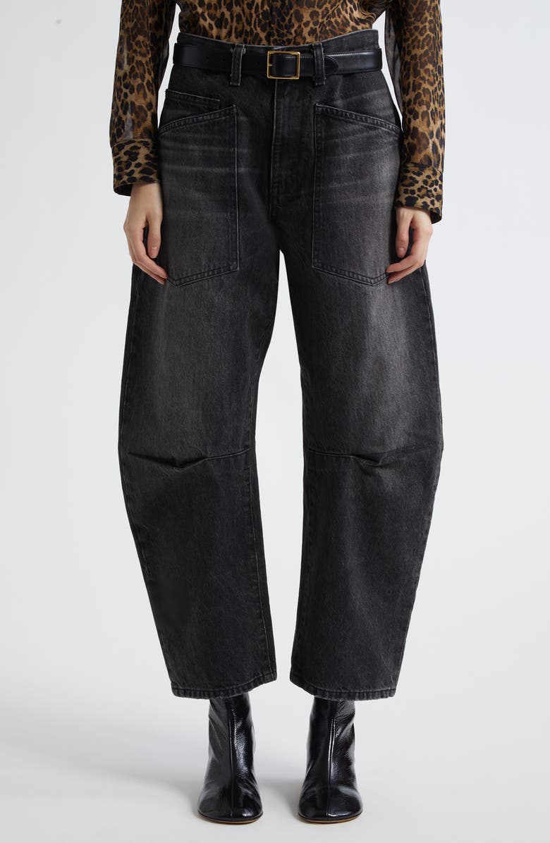 Nili Lotan Shon Barrel Leg Jeans, Main, color, Stone Black Wash