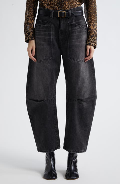 Shon Barrel Leg Jeans (Stone Black Wash)