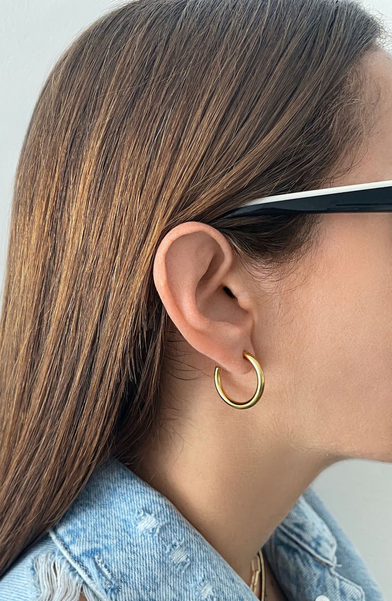 Adornia Water Resistant Tube Hoop Earrings, Alternate, color, Yellow