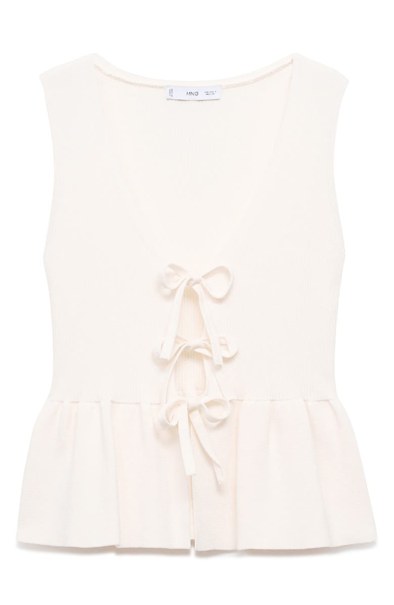 MANGO Parise Tie Front Sleeveless Sweater, Main, color, White