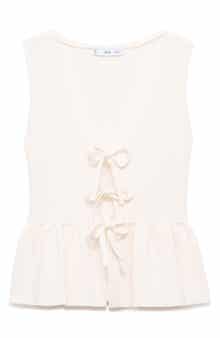MANGO Parise Tie Front Sleeveless Sweater