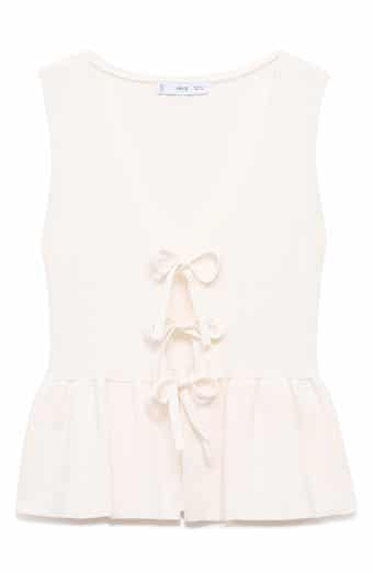 MANGO Parise Tie Front Sleeveless Sweater