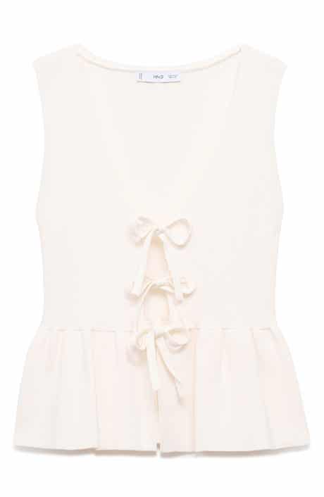 MANGO Parise Tie Front Sleeveless Sweater
