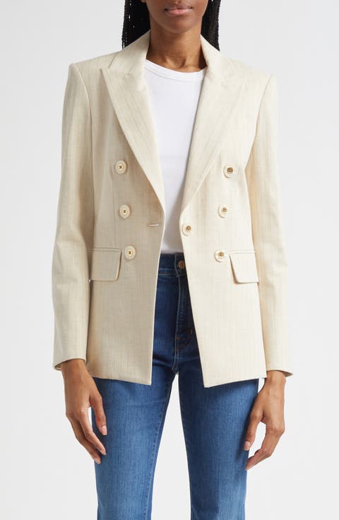 Gaya Metallic Chalk Stripe Cotton Blend Dickey Jacket