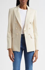 Veronica Beard Gaya Metallic Chalk Stripe Cotton Blend Dickey Jacket