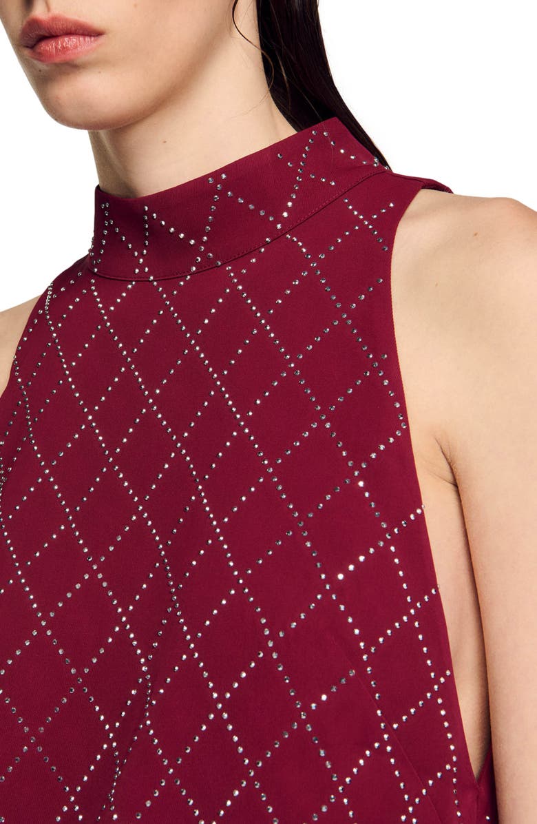 SANDRO Studded diamond short dress, Alternate, color, 