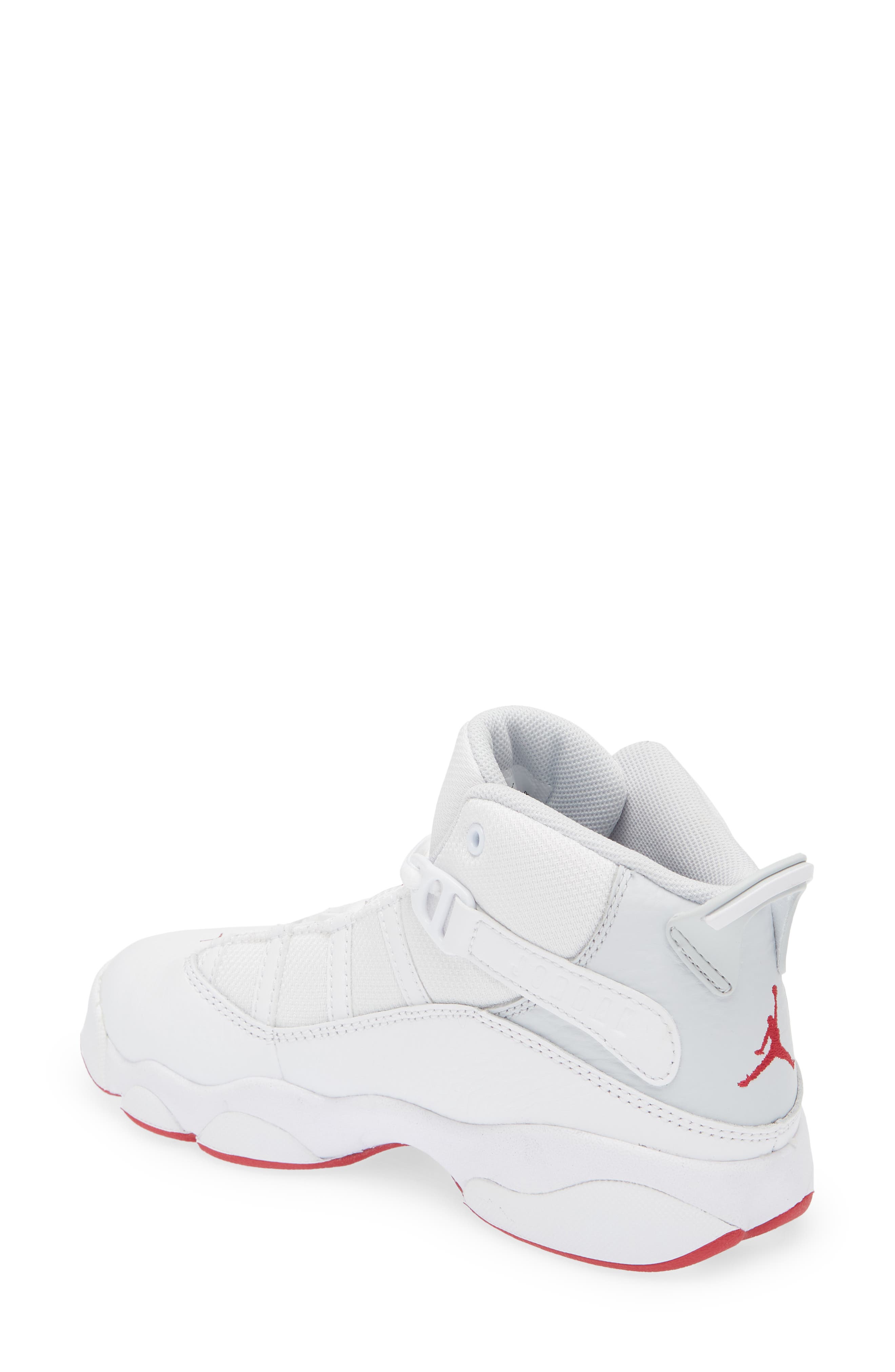 Kids' Jordan 6 Rings High Top Sneaker, Alternate, color, WHITE/ HIBISCUS/ PLATINUM