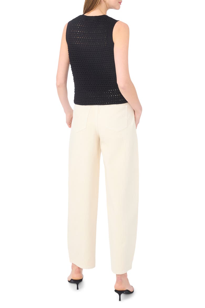 Open Stitch Cotton Blend Sweater Tank, Alternate, color, RICH BLACK